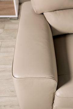 Marsicano Taupe Real Italian Leather Living Room Set - Ornate Home