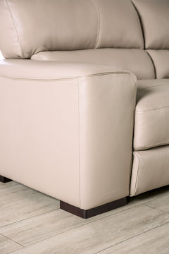 Marsicano Taupe Real Italian Leather Living Room Set - Ornate Home