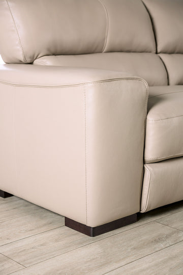 Marsicano Taupe Real Italian Leather Living Room Set - Ornate Home