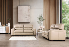 Marsicano Taupe Real Italian Leather Loveseat - Ornate Home