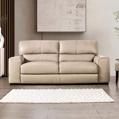 Marsicano Taupe Real Italian Leather Sofa - Ornate Home