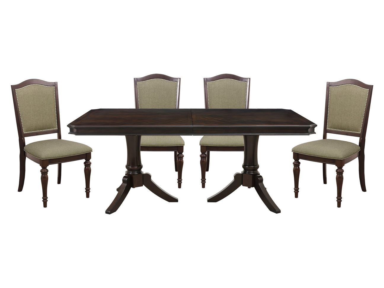 Marston Dark Cherry/Natural 5-Piece Dining Table Set - Ornate Home