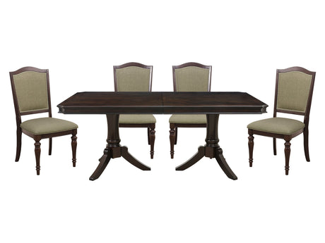 Marston Dark Cherry/Natural 5-Piece Dining Table Set - Ornate Home