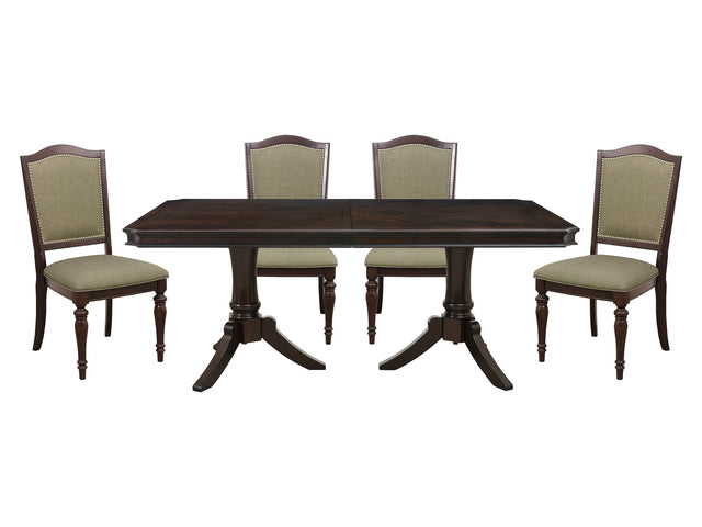 Marston Dark Cherry/Natural 5-Piece Dining Table Set - Ornate Home