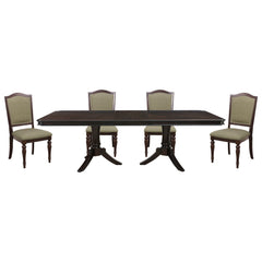 Marston Dark Cherry/Natural 5-Piece Dining Table Set - Ornate Home