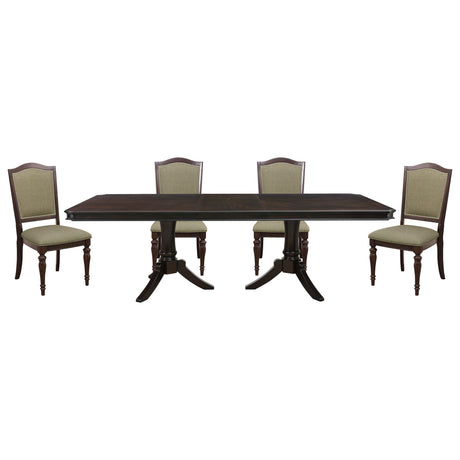 Marston Dark Cherry/Natural 5-Piece Dining Table Set - Ornate Home