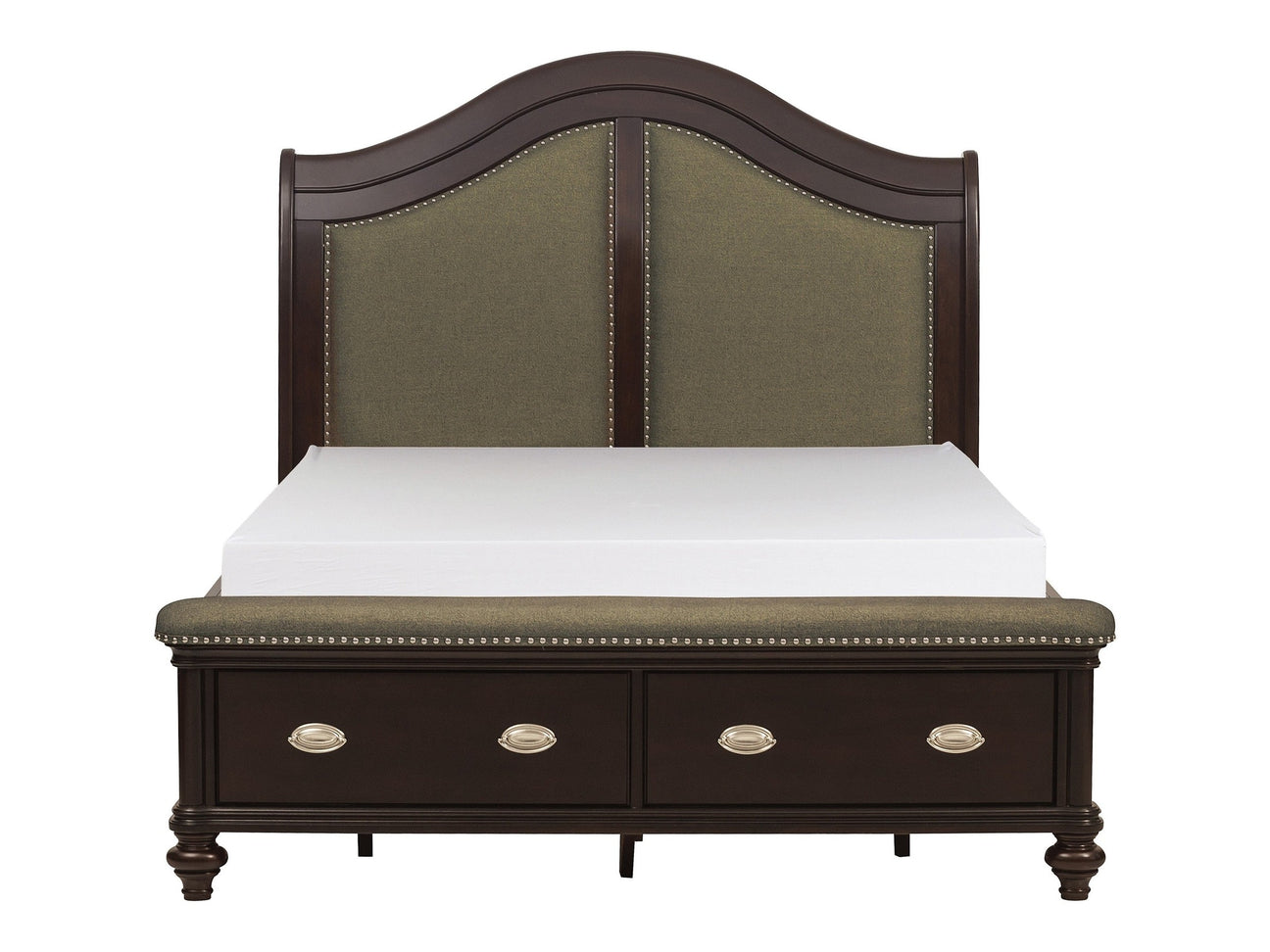 Marston Dark Cherry Queen Sleigh Platform Bed - Ornate Home