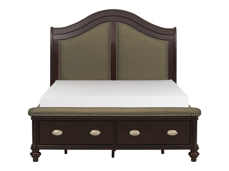 Marston Dark Cherry Queen Sleigh Platform Bed - Ornate Home