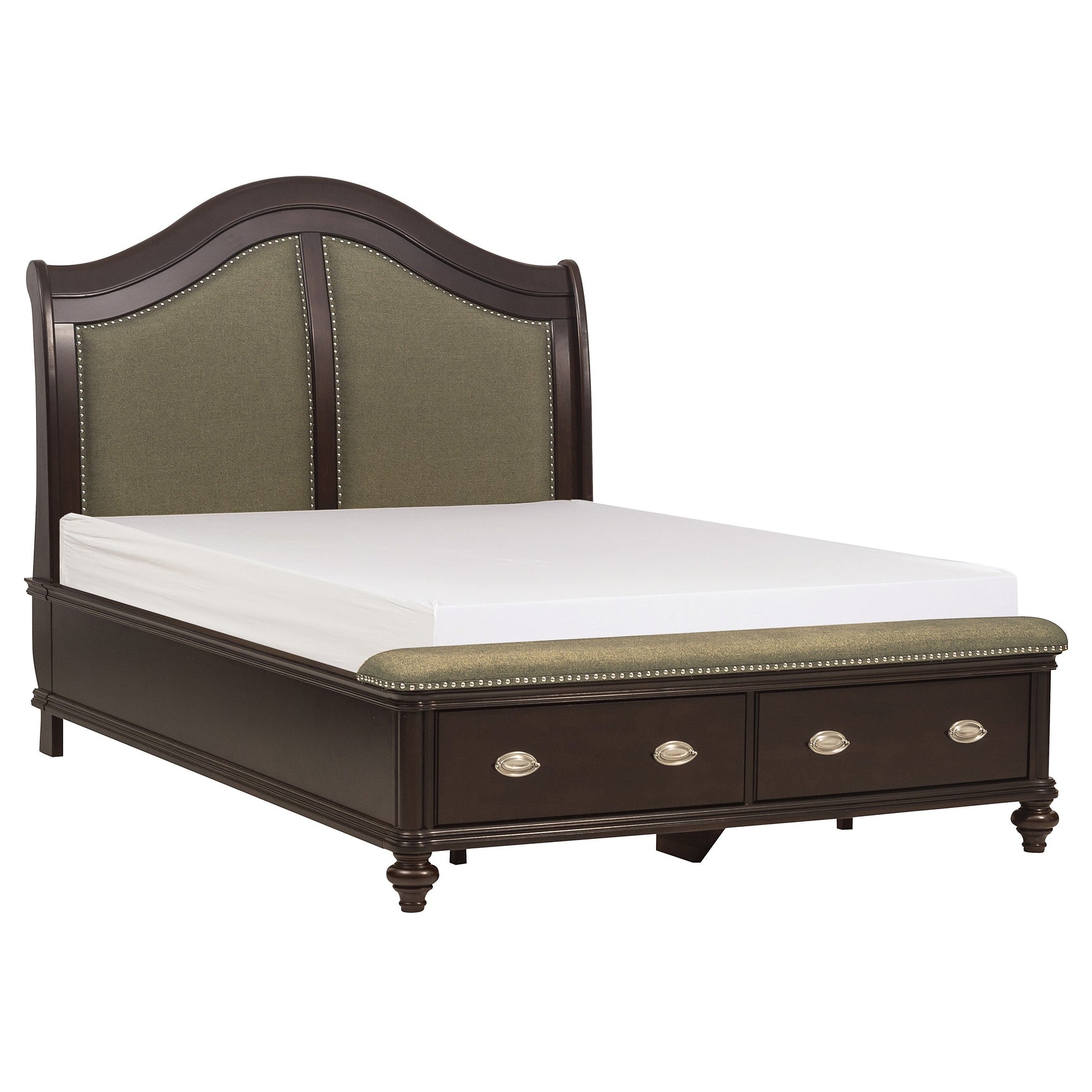 Marston Dark Cherry Queen Sleigh Platform Bed - Ornate Home