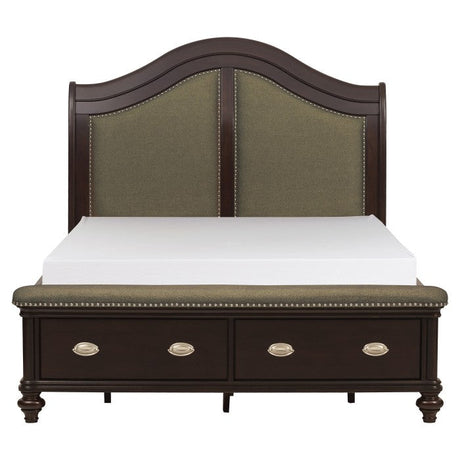Marston Dark Cherry Queen Sleigh Platform Bed - Ornate Home