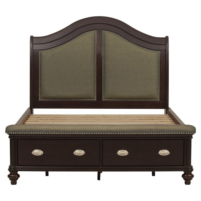 Marston Dark Cherry Queen Sleigh Platform Bed - Ornate Home