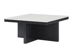 Marta Black/White/Gray Coffee Table with 4 Storage Ottomans - Ornate Home