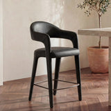 Martens Black Leather Counter Stool - Ornate Home