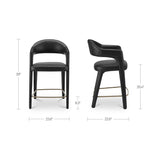 Martens Black Leather Counter Stool - Ornate Home