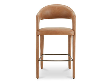 Martens Brown Leather Bar Stool - Ornate Home