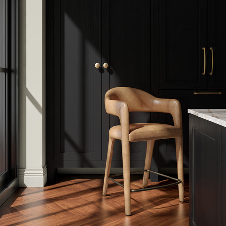 Martens Brown Leather Counter Stool - Ornate Home