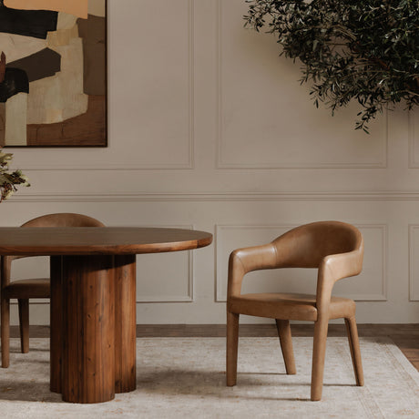 Martens Brown Leather Dining Chair - Ornate Home