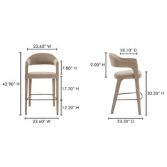Martens Camel Bar Stool - Ornate Home