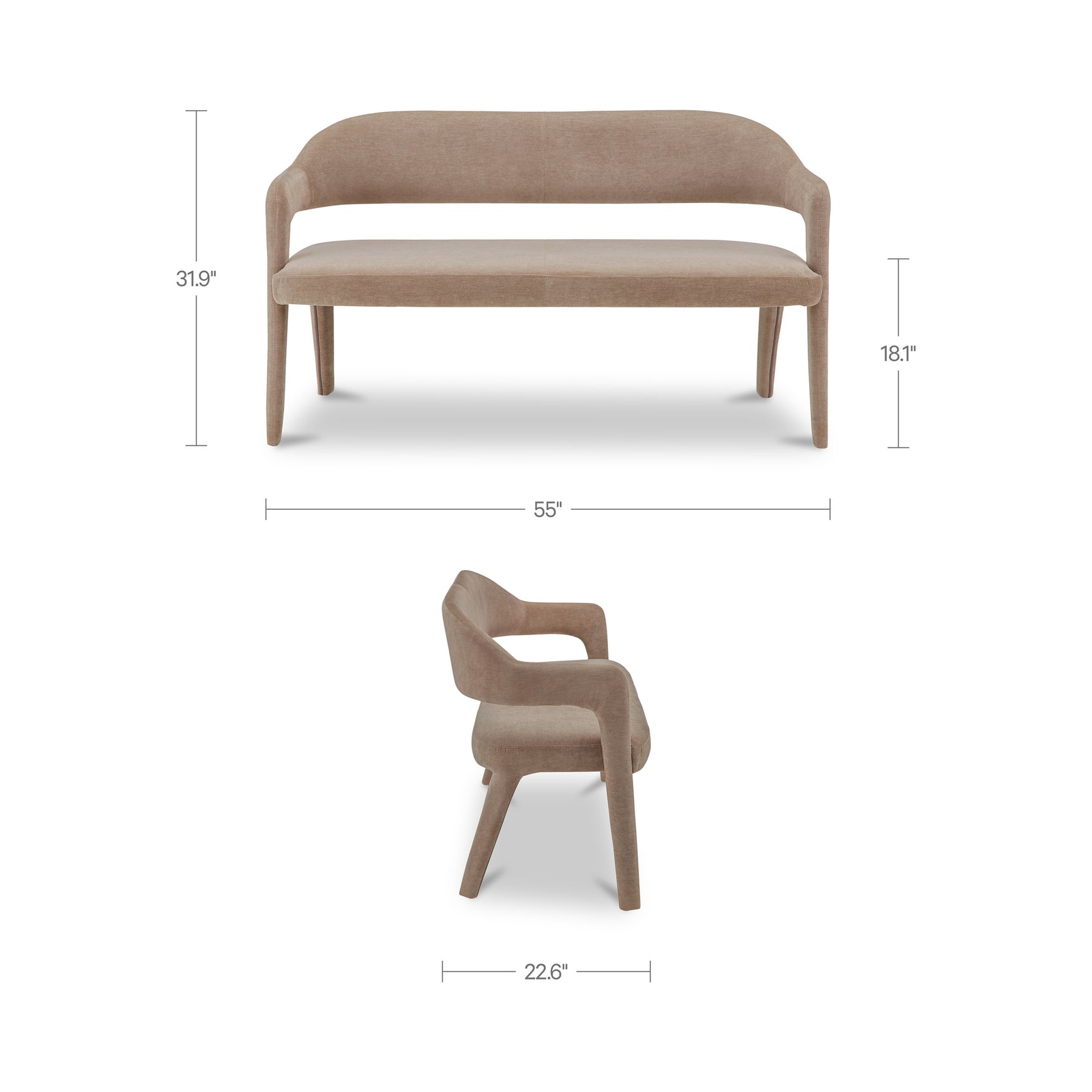 Martens Camel Dining Bench - Ornate Home