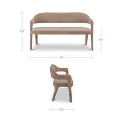 Martens Camel Dining Bench - Ornate Home