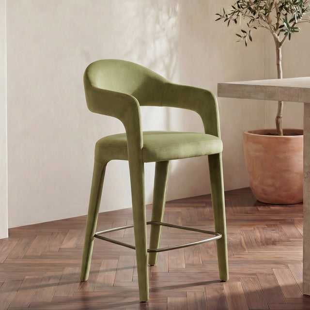 Martens Green Counter Stool Velvet - Ornate Home