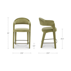 Martens Green Counter Stool Velvet - Ornate Home