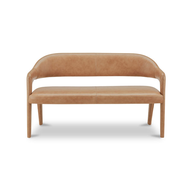 Martens Tan Leather Dining Bench - Ornate Home