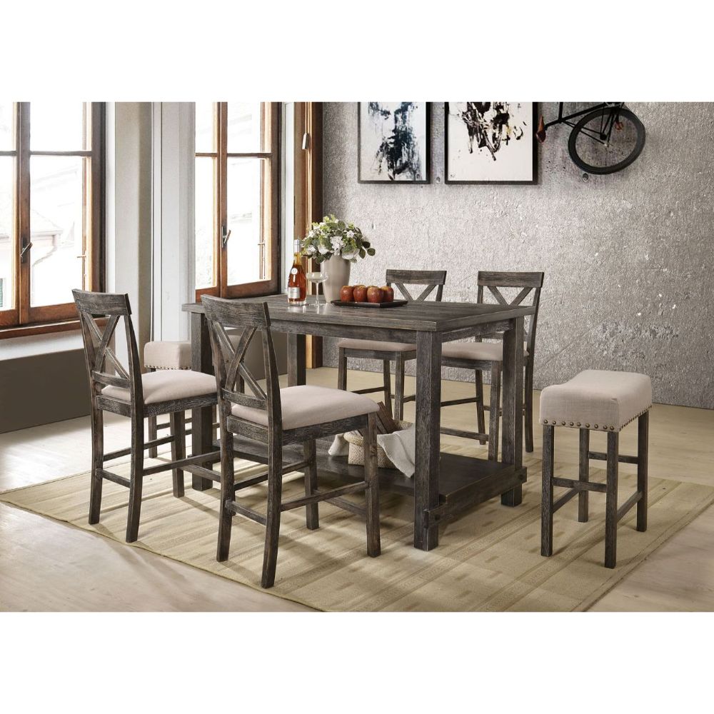 Martha II Weathered Gray Counter Height Table - Ornate Home
