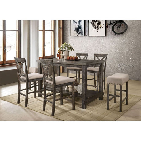 Martha II Weathered Gray Counter Height Table - Ornate Home