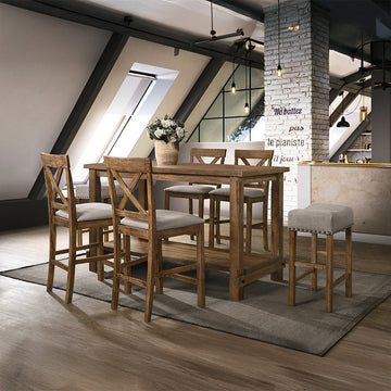Martha II Weathered Oak Counter Height Table - Ornate Home