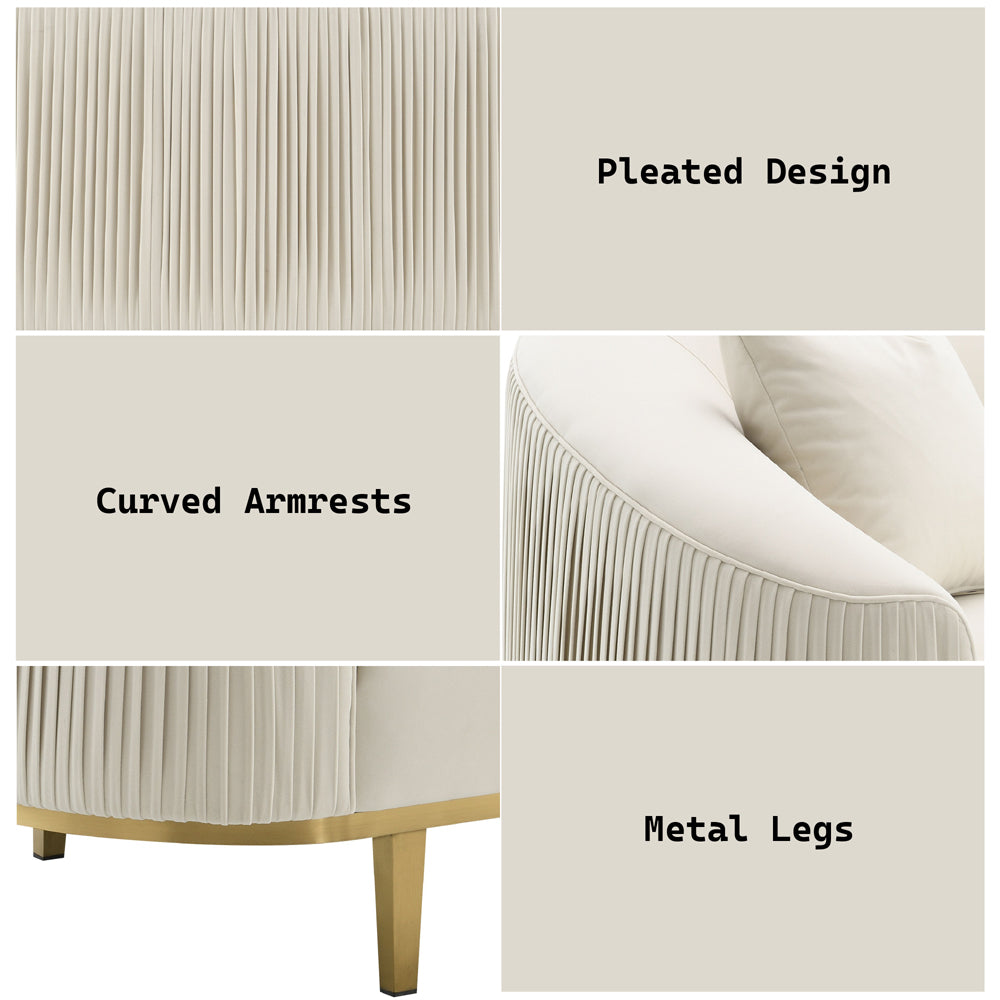 Martina Ivory Velvet Loveseat w/2 Pillows - Ornate Home