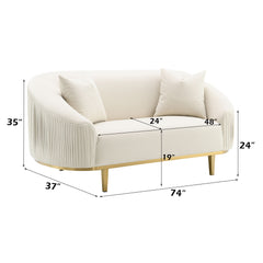 Martina Ivory Velvet Loveseat w/2 Pillows - Ornate Home
