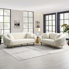 Martina Ivory Velvet Loveseat w/2 Pillows - Ornate Home