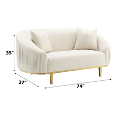 Martina Ivory Velvet Loveseat w/2 Pillows - Ornate Home