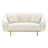 Martina Ivory Velvet Loveseat w/2 Pillows - Ornate Home