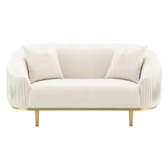 Martina Ivory Velvet Loveseat w/2 Pillows - Ornate Home