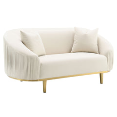 Martina Ivory Velvet Loveseat w/2 Pillows - Ornate Home