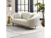 Martina Ivory Velvet Loveseat w/2 Pillows - Ornate Home