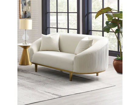 Martina Ivory Velvet Loveseat w/2 Pillows - Ornate Home