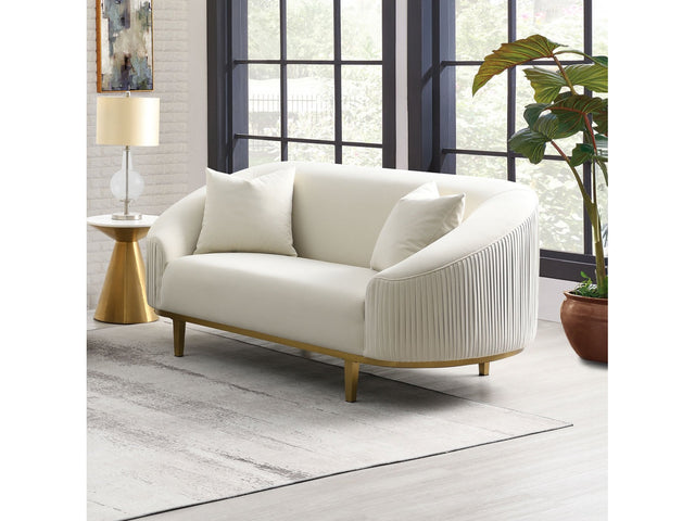 Martina Ivory Velvet Loveseat w/2 Pillows - Ornate Home
