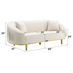 Martina Ivory Velvet Sofa w/2 Pillows - Ornate Home
