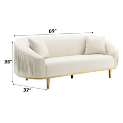 Martina Ivory Velvet Sofa w/2 Pillows - Ornate Home