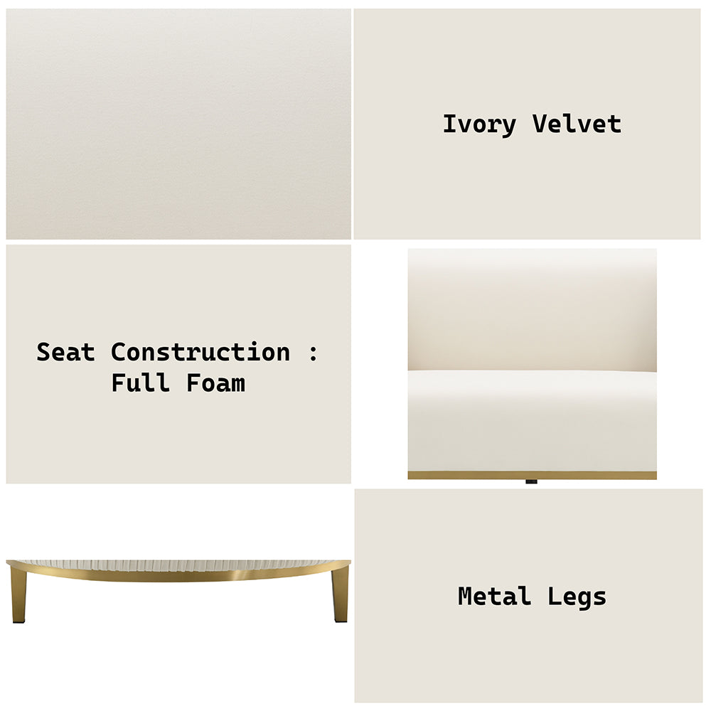 Martina Ivory Velvet Sofa w/2 Pillows - Ornate Home