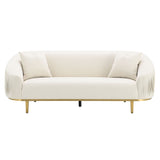 Martina Ivory Velvet Sofa w/2 Pillows - Ornate Home