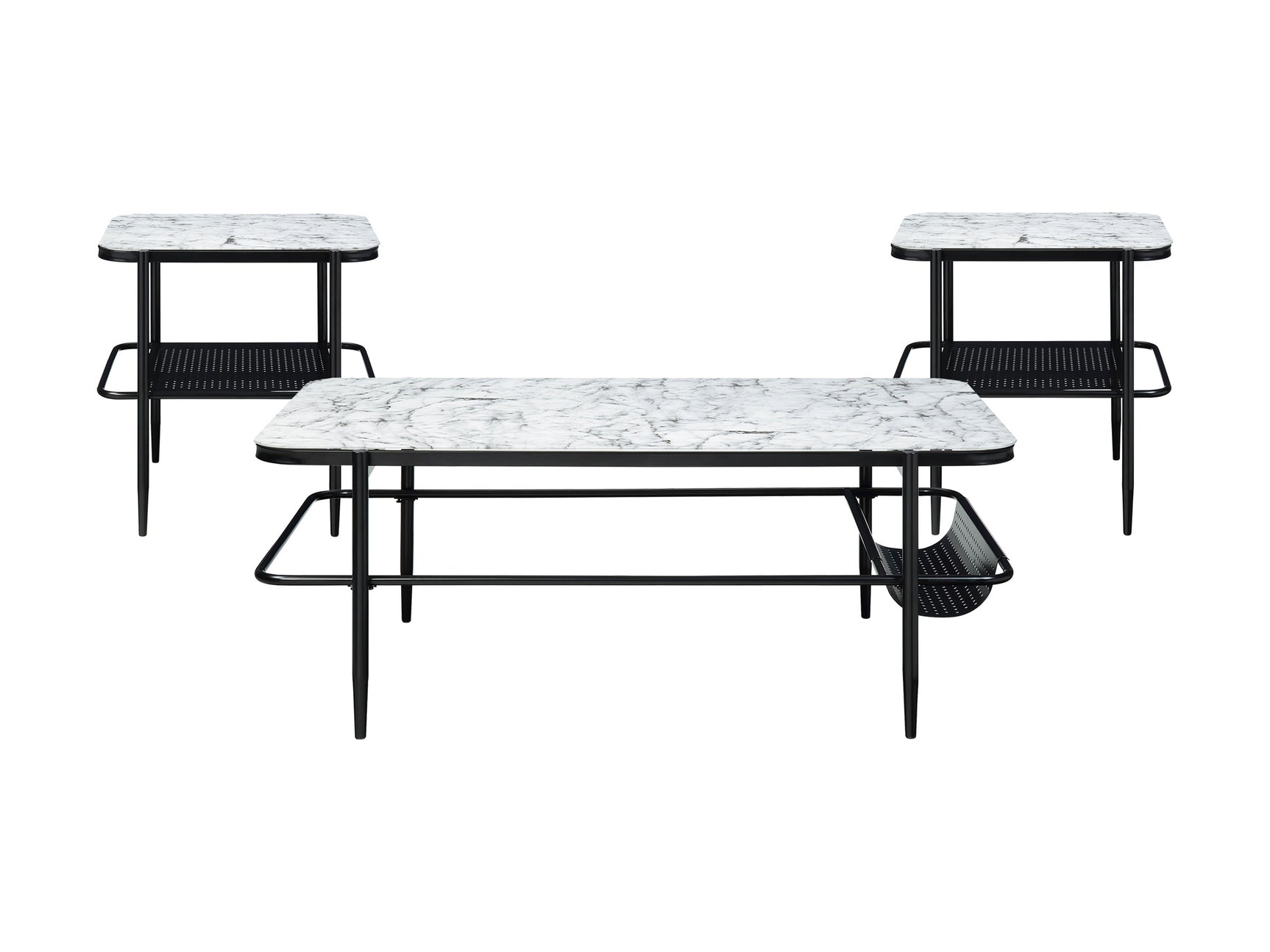 Martine White/Black 3-Piece Pack Occasional Set - Ornate Home