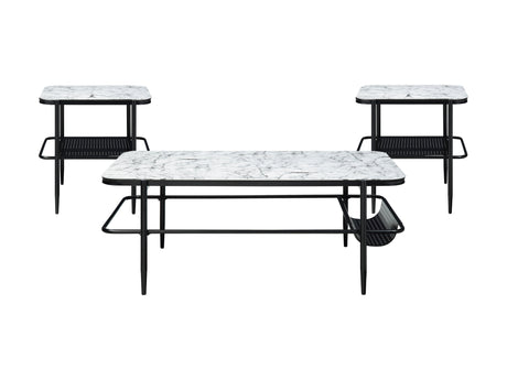 Martine White/Black 3-Piece Pack Occasional Set - Ornate Home