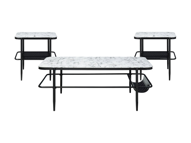 Martine White/Black 3-Piece Pack Occasional Set - Ornate Home