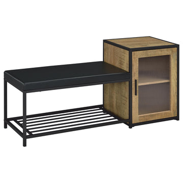 Martino Mango/Black Shoe Storage Entryway Bench with Cabinet - Ornate Home