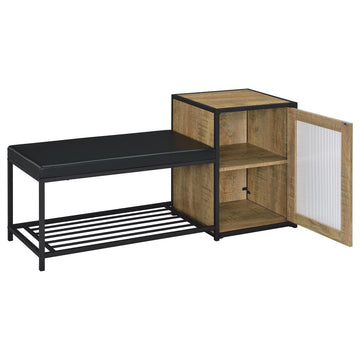 Martino Mango/Black Shoe Storage Entryway Bench with Cabinet - Ornate Home