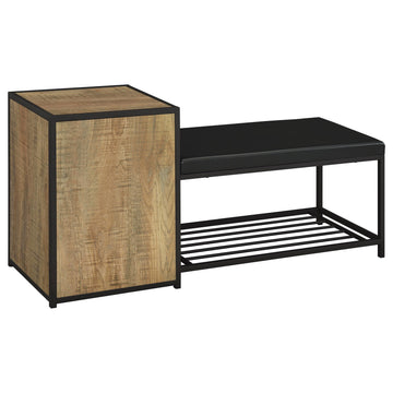 Martino Mango/Black Shoe Storage Entryway Bench with Cabinet - Ornate Home